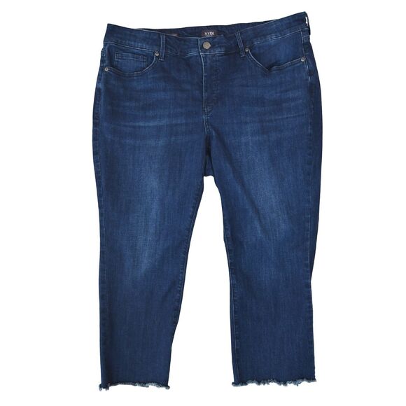 NYDJ Jeans Womens 18 Petite Medium Blue Denim Marilyn Straight Lift Tuck Tech - Picture 1 of 11